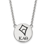 LogoArt Kappa Alpha Theta Necklace - Sterling Silver Rhodium-Plated Sorority Symbol Large Color Enamel Pendant 18 Inch - SS045KAT-18