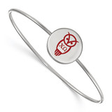 LogoArt Chi Omega Bracelet - Sterling Silver Rhodium-Plated Enameled Slip-on Bangle - SS048CHO-7