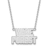 LogoArt Wake Forest University Necklace - Sterling Silver Rhodium-Plated W-F Deacon Large Pendant 18 Inch