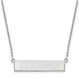 LogoArt Clemson University Necklace - Sterling Silver Rhodium-Plated Small Bar 18 Inch