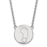 LogoArt University of North Carolina Necklace - Sterling Silver Rhodium-Plated Tar Heel Large Disc Pendant 18 Inch