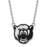 LogoArt Baylor University Necklace - Sterling Silver Rhodium-Plated Large Enameled Pendant 18 Inch