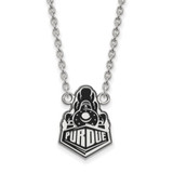 LogoArt Purdue University Necklace - Sterling Silver Rhodium-Plated Boilermakers Train Logo Large Enameled Pendant 18 Inch