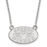 Sterling Silver Rhodium-Plated LogoArt Auburn Tigers Small Pendant 18 Inch Necklace