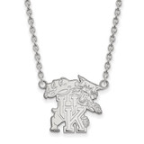 LogoArt University of Kentucky Necklace - Sterling Silver Rhodium-Plated U-K Wildcat Large Pendant 18 Inch