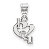 LogoArt Florida State University Pendant - Sterling Silver Rhodium-Plated Small I Heart F-S-U