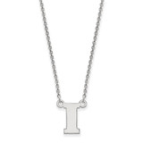 LogoArt University of Iowa Necklace - Sterling Silver Rhodium-Plated Letter I Small Pendant 18 Inch