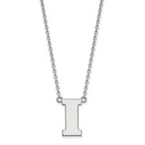 LogoArt University of Iowa Necklace - Sterling Silver Rhodium-Plated Letter I Large Pendant 18 Inch