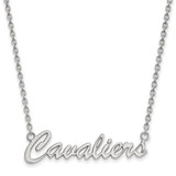 LogoArt University of Virginia Necklace - Sterling Silver Rhodium-Plated Cavaliers Script Medium Pendant 18 Inch
