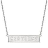 LogoArt University of Kentucky Necklace - Sterling Silver Rhodium-Plated Large Bar Pendant 18 Inch