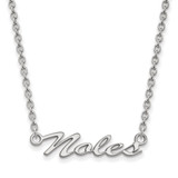 LogoArt Florida State University Necklace - Sterling Silver Rhodium-Plated Noles Script Medium Pendant 18 Inch