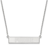LogoArt Purdue University Necklace - Sterling Silver Rhodium-Plated Small Bar 18 Inch