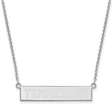 LogoArt University of Tennessee Necklace - Sterling Silver Rhodium-Plated Small Bar 18 Inch