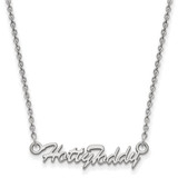 LogoArt University of Mississippi Necklace - Sterling Silver Rhodium-Plated Hotty Toddy Script 18 Inch
