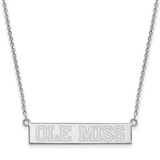 LogoArt University of Mississippi Necklace - Sterling Silver Rhodium-Plated Ole Miss Small Bar 18 Inch