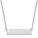 LogoArt University of Wisconsin Necklace - Sterling Silver Rhodium-Plated Small Bar 18 Inch