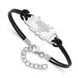 LogoArt Washington Capitals Bracelet - Sterling Silver Rhodium-Plated Hockey Stick Leathe