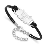 LogoArt Philadelphia Flyers Bracelet - Sterling Silver Rhodium-Plated Hockey Stick Leathe