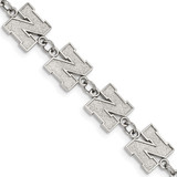 LogoArt University of Nebraska Bracelet - Stainless Steel Letter N Link 6.5 Inch with 1.5 Inch Extender