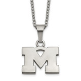 LogoArt University of Michigan Pendant - Stainless Steel The Letter M 18 Inch Necklace with 2 Inch Extender