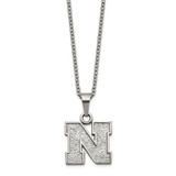 LogoArt University of Nebraska Pendant - Stainless Steel Letter N 18 Inch Necklace with 2 Inch Extender