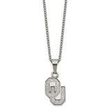 LogoArt University of Oklahoma Pendant - Stainless Steel O-U 18 Inch Necklace with 2 Inch Extender
