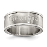 Univ OF Georgia Stainless Steel Logo Band Ring Size 6