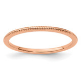 10K Rose Gold 1.2 mm Beaded Stackable Band Ring