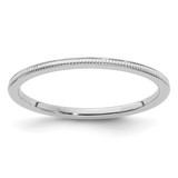 Rhodium-Plated 10K White Gold 1.2 mm Milgrain Stackable Band Ring