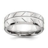 Chisel Cobalt Brushed and Polished Beveled 8 mm Wedding Band, Flat