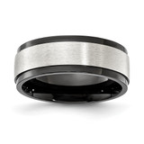 Chisel Cobalt Black Ion-Plated Brushed Center 8.00 mm Wedding Band, Flat