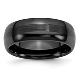 Chisel Ceramic Black 8 mm Brushed and Polished Wedding Band, Domed