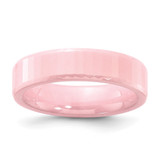 Ceramic Pink Faceted 5.5 mm Polished Wedding Band, Flat