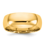 14K Yellow Gold 6.5 mm Lightweight Comfort Fit Wedding Band, Domed
