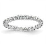 Rhodium-Plated 14K White Gold Polished Shared Prong Diamond Eternity Band