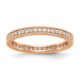Rhodium-Plated 14K Rose Gold Polished Milgrain Edge Diamond Eternity Band - ET0003-033-R4