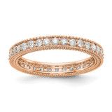 Rhodium-Plated 14K Rose Gold Polished Milgrain Edge Diamond Eternity Band - ET0003-075-R4