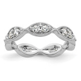 Rhodium-Plated 14K White Gold Polished Vintage Pave Diamond Eternity Band