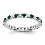 Rhodium-Plated 14K White Gold Lab-Grown Diamond and Lab-Created Emerald Eternity Band, 2.25 mm