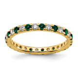 14K Yellow Gold Lab-Grown Diamond and Lab-Created Emerald Eternity Band, 2.25 mm