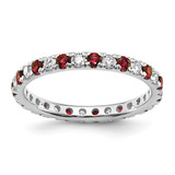 Rhodium-Plated 14K White Gold Lab-Grown Diamond and Lab-Created Ruby Eternity Band, 2.25 mm
