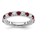 Rhodium-Plated 14K White Gold Lab-Grown Diamond and Lab-Created Ruby Eternity Band, 3.25 mm