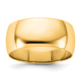 14K Yellow Gold 8.5 mm Lightweight Half Round Wedding Band