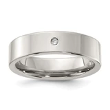 Titanium 6 mm Plain Comfort Fit with.03 0.03ct Diamond Wedding Band
