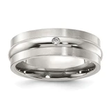 Titanium 7 mm Brushed & Polished 0.05ct Diamond with Raised Center Wedding Band