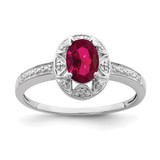 Sterling Silver Rhodium-Plated 0.01ct Diamond & Lab-Created Ruby Ring, 2 mm - QBR10JUL