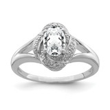 Sterling Silver Rhodium-Plated 0.01ct Diamond & White Topaz Ring, 2 mm - QBR12APR