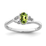 Sterling Silver Rhodium-Plated Peridot Ring, 2 mm - QBR15AUG