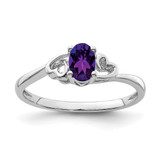 Sterling Silver Rhodium-Plated Amethyst Ring, 2 mm - QBR15FEB