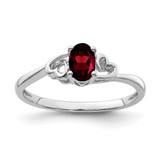 Sterling Silver Rhodium-Plated Garnet Ring, 2 mm - QBR15JAN